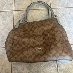 Coach Brown and Gray Signature Tote